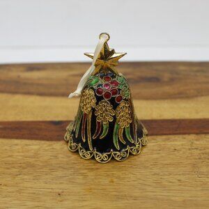 Vintage Cloisonne Bell Christmas Ornament Enamel Work Gorgeous Design